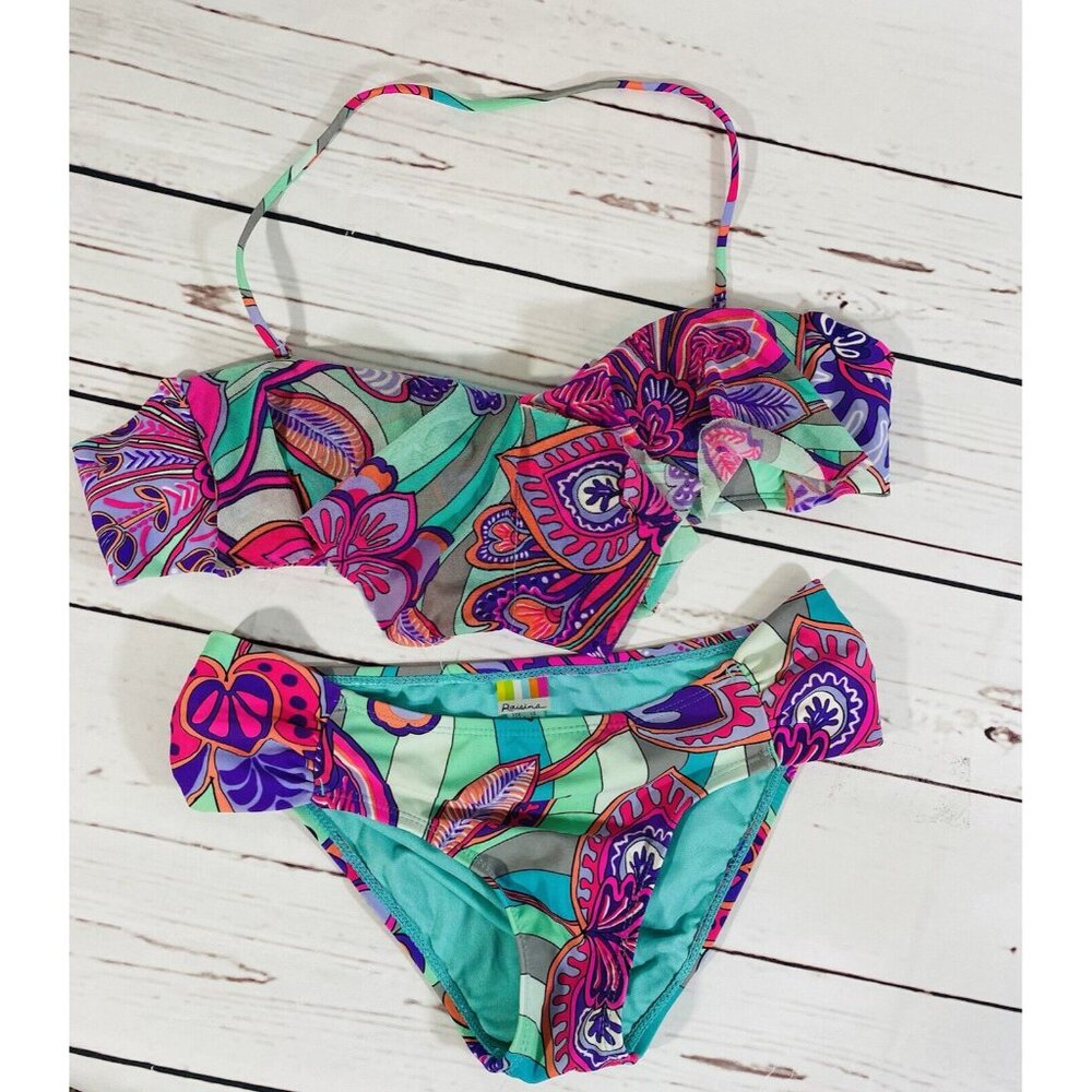 Raisins Bikini Paisley Womens Sz Small 2 Piece Swimsuit Bathing Suit Pink Halter